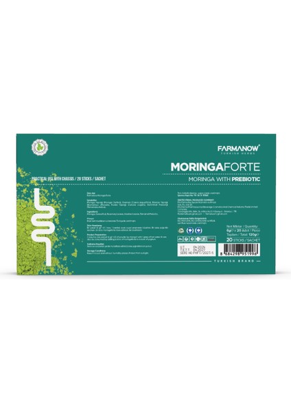 Moringa Forte Prebiyotik Karışımlı Bitki Tozu 20 Şase