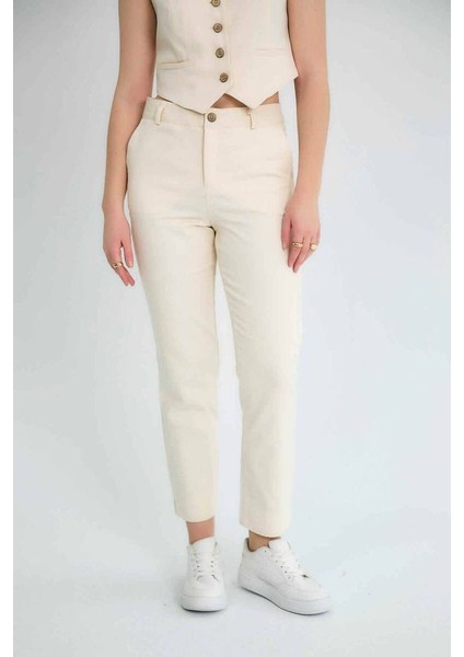 Bianca Slim Fit Pamuklu Pantolon Taş modelleri