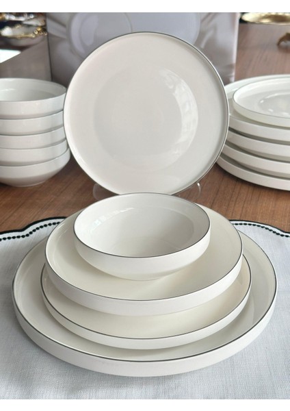 Yemek Takımı 24 Parça 6 Kişilik Modern Gümüş