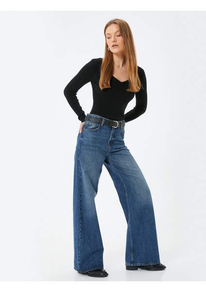 Kare Yaka Triko Kazak Uzun Kollu