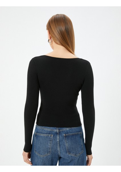 Kare Yaka Triko Kazak Uzun Kollu fırsatları