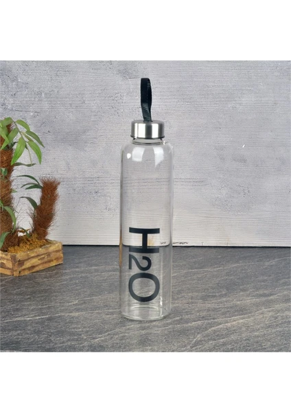 H2O Borosilikat Metal Kapaklı Cam Matara 750 ml