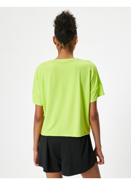 Oversize Spor T-Shirt Slogan Baskılı Bisiklet Yaka Kısa Kollu fırsatları