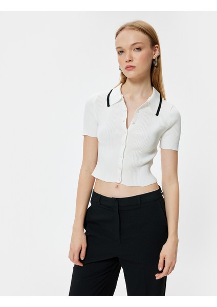 Polo Yaka Kazak Kısa Kollu Düğmeli Slim Fit modelleri