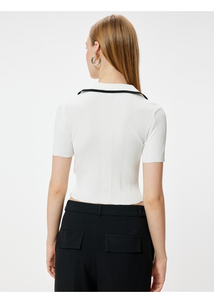 Polo Yaka Kazak Kısa Kollu Düğmeli Slim Fit fırsatları