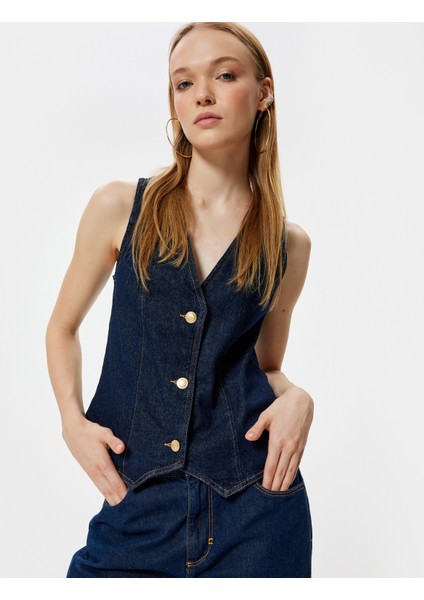 Kot Yelek Düğmeli V Yaka Kolsuz Dikiş Detaylı fiyatları