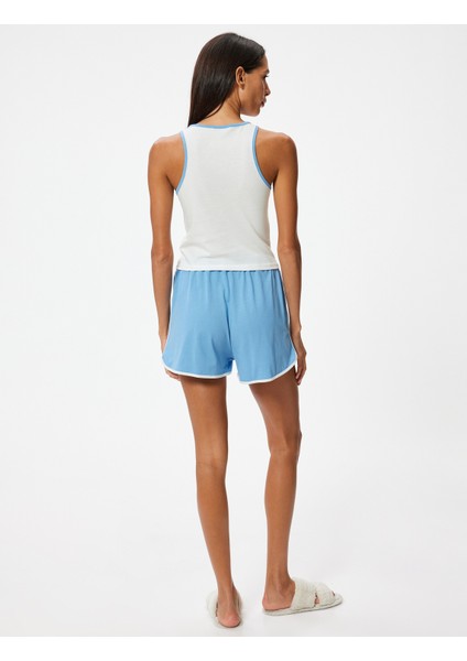 Şortlu Pijama Takımı Kolsuz Baskılı Pamuklu fırsatları