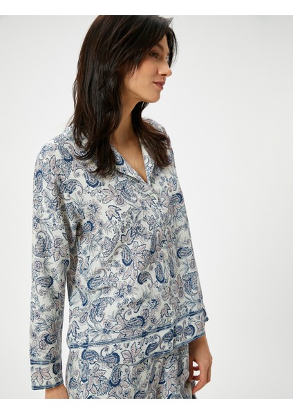Düğmeli Pijama Üstü Uzun Kollu Desenli fiyatları