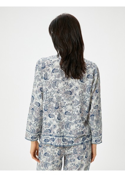 Düğmeli Pijama Üstü Uzun Kollu Desenli fırsatları