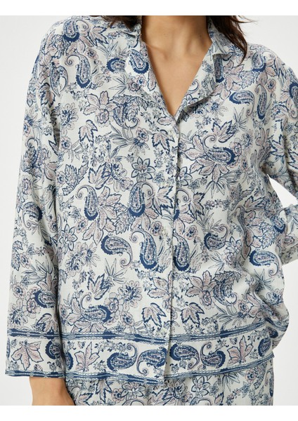 Düğmeli Pijama Üstü Uzun Kollu Desenli indirimleri