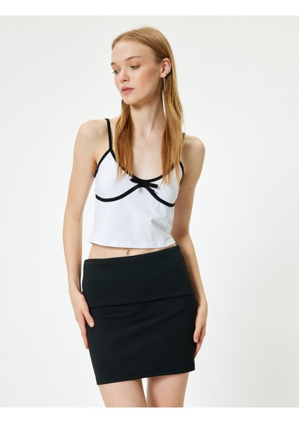 Mini Etek A Kesim Beli Katlı Slim Fit