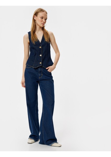 Kot Yelek Düğmeli V Yaka Kolsuz Dikiş Detaylı