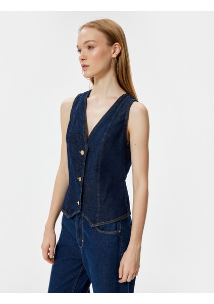 Kot Yelek Düğmeli V Yaka Kolsuz Dikiş Detaylı modelleri