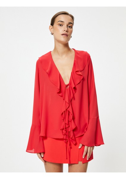 Fırfırlı Gömlek Dökümlü Ispanyol Uzun Kol Bağlamalı modelleri