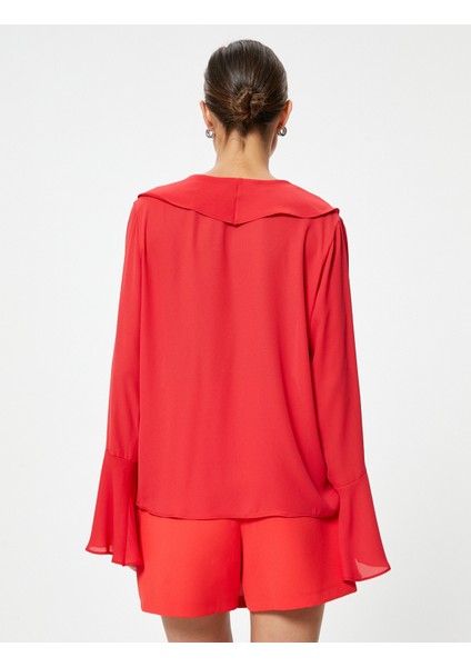 Fırfırlı Gömlek Dökümlü Ispanyol Uzun Kol Bağlamalı fırsatları