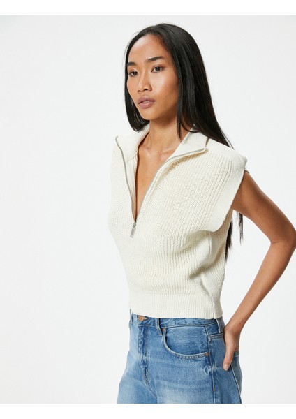 Fermuarlı Süveter Dik Yaka