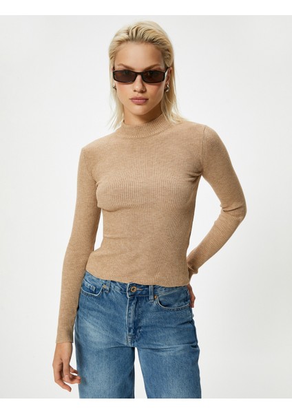 Dik Yaka Basic Triko Kazak Fitilli Uzun Kollu fiyatları