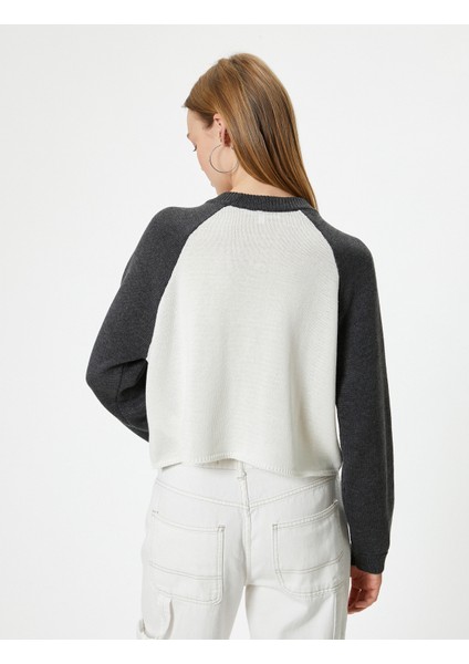 Bisiklet Yaka Kazak Kolej Desenli Bisiklet Yaka Reglan Kollu fırsatları