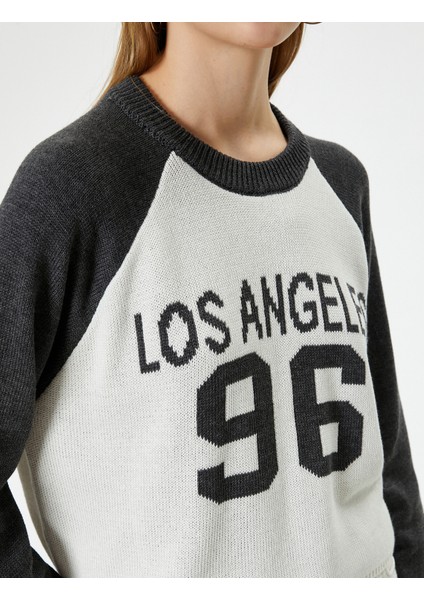 Bisiklet Yaka Kazak Kolej Desenli Bisiklet Yaka Reglan Kollu indirimleri