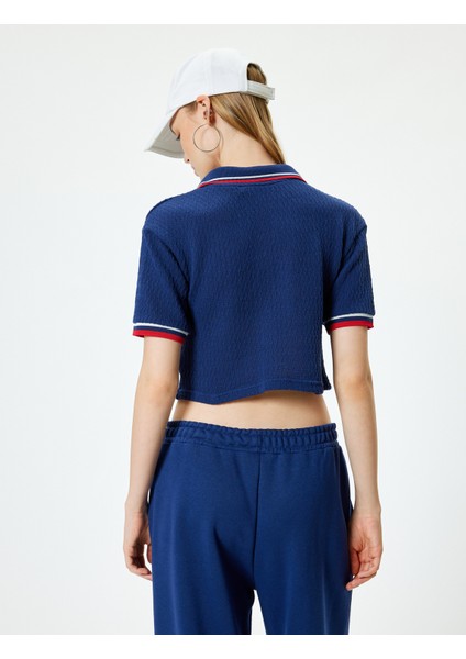 Polo Yaka T-Shirt Biyeli Düğmeli Kısa Kollu Dokulu fırsatları