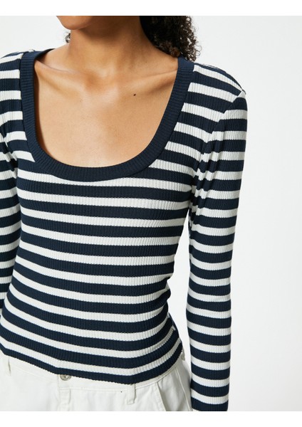 Uzun Kollu T-Shirt Kaşkorse U Yaka Slim Fit indirimleri