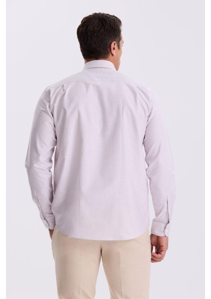 Bordo %100 Pamuk Düğmeli Yaka Comfort Fit Gömlek fırsatları