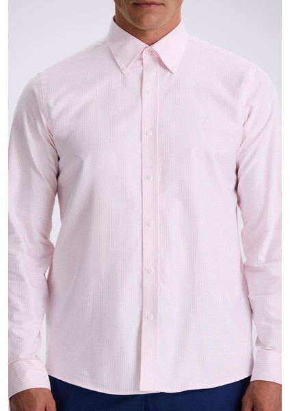 Pembe %100 Pamuk Düğmeli Yaka Comfort Fit Gömlek modelleri