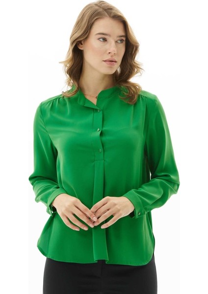 Hakim Yaka Önü Plili Uzun Kol Bluz fırsatları