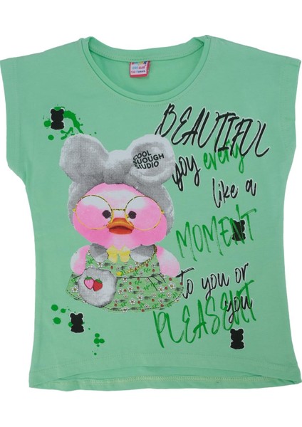 Kız Çocuk Bisiklet Yaka Kısa Kollu T-Shirt modelleri