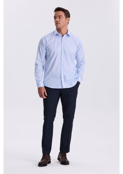 Mavi Comfort Fit Ütü Gerektirmeyen %100 Pamuk Çizgili Non Iron Gömlek fiyatları