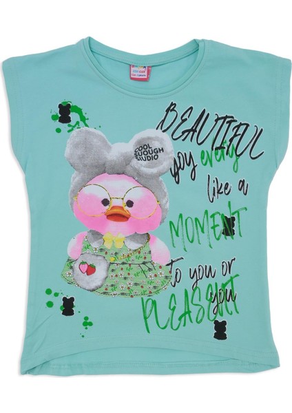 Kız Çocuk Bisiklet Yaka Kısa Kollu T-Shirt fiyatları
