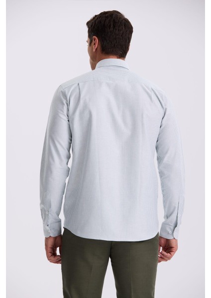 Yeşil %100 Pamuk Düğmeli Yaka Comfort Fit Gömlek fırsatları