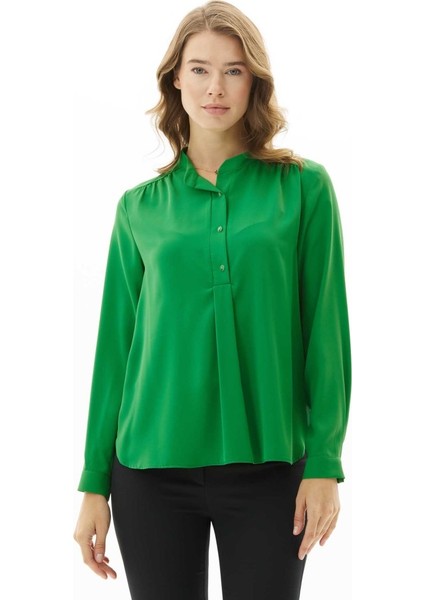 Hakim Yaka Önü Plili Uzun Kol Bluz modelleri