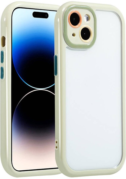 - Apple iPhone 14 - Kılıf Kamera Korumalı Renkli Kenar ve Çerçeve Tasarımlı Vitamin Kapak - Yeşil
