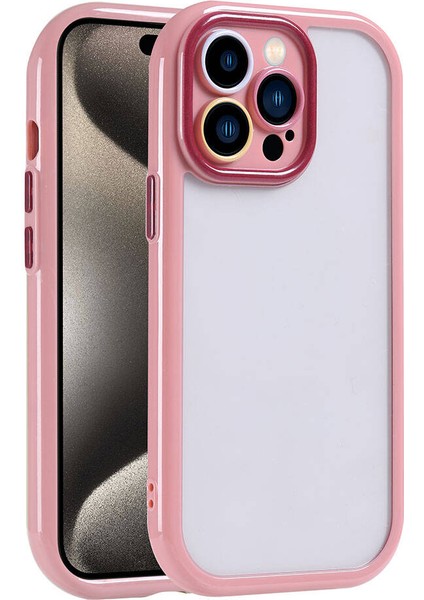 - Apple iPhone 15 Pro - Kılıf Kamera Korumalı Renkli Kenar ve Çerçeve Tasarımlı Vitamin Kapak - Mürdüm