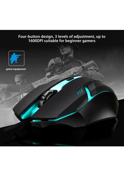 Oyun Mouse Kablolu USB Optik Oyuncu Mause Ergonomik LED Işıklı Gaming