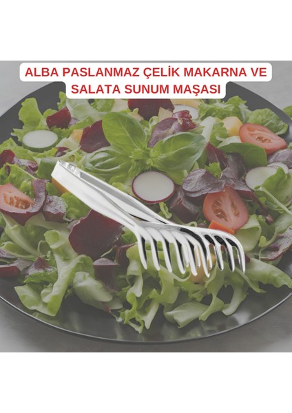 Alba Paslanmaz Çelik Makarna ve Salata Sunum Maşası