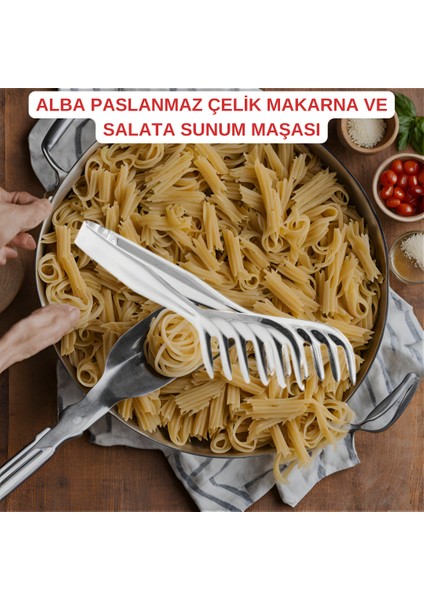 Alba Paslanmaz Çelik Makarna ve Salata Sunum Maşası