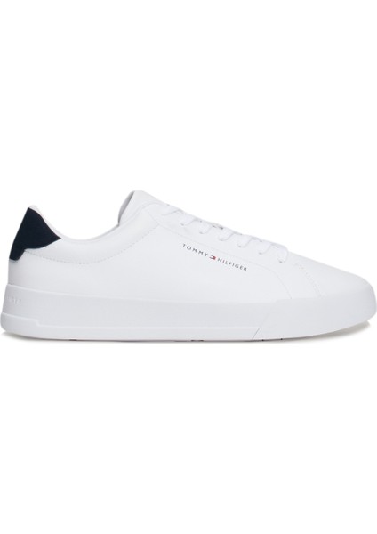 Tommy Hilfiger Th Court Leather Graın Es Beyaz Erkek Sneaker