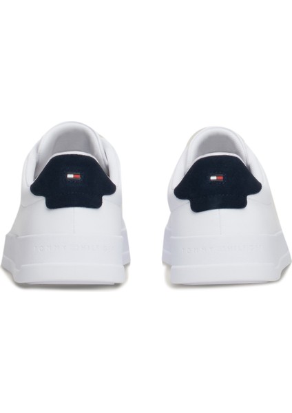 Tommy Hilfiger Th Court Leather Graın Es Beyaz Erkek Sneaker