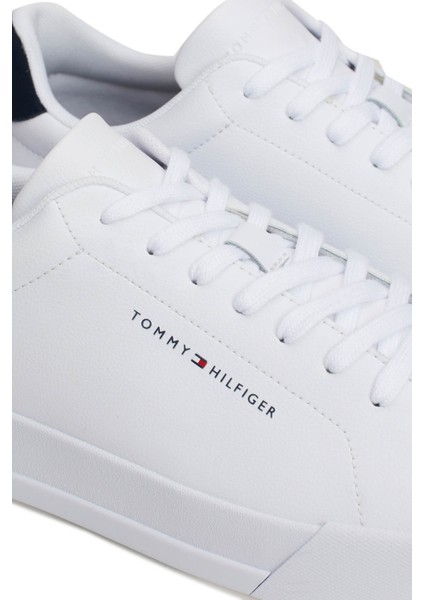 Tommy Hilfiger Th Court Leather Graın Es Beyaz Erkek Sneaker