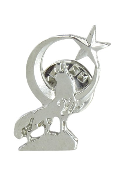 Ay Yıldızlı Uluyan Kurt Metal Yaka Rozeti 1 Adet