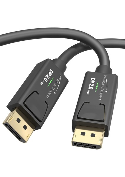- 8k Displayport 2.0 Kablosu - 2m - Dizüstü/oyun Bilgisayarı, Gr. Kartı, Ekran/proj. Dp Mon. Kablosu - Dp'den Dp'ye - 144 Hz'de 4k/60 Hz'de 8k, 240 Hz'e Kadar, Freesync/g-Sync, Siyah