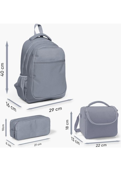 Desenli Okul Çantası Beslenme Kalemlik 3lü Set 23486 modelleri