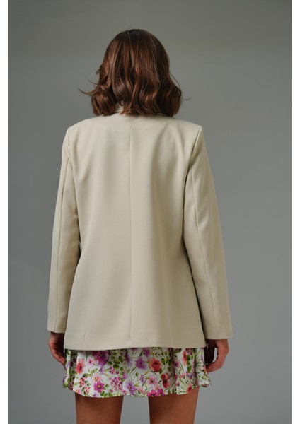 Bej Cep Detaylı Business Blazer Ceket