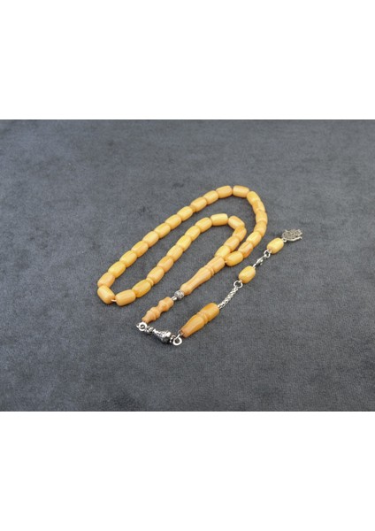 Kapsül Kesim 12X8 mm Sıkma Kehribar Alpaka Püsküllü Tesbih modelleri