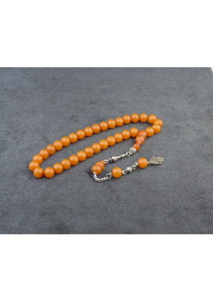 Burhan sağlam Küre Kesim 10x10 mm Sıkma Kehribar Alpaka Püsküllü Tesbih modelleri