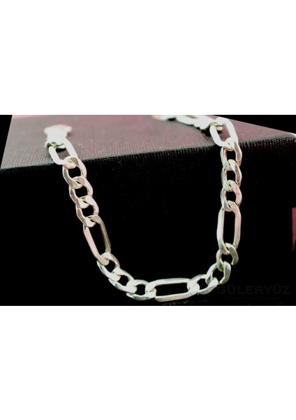 9mm Figaro Model Erkek Gümüş Bileklik Künye