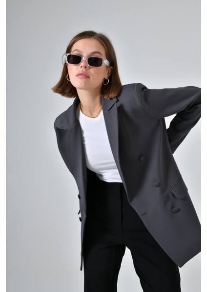 Antrasit Cep Detaylı Business Blazer Ceket modelleri