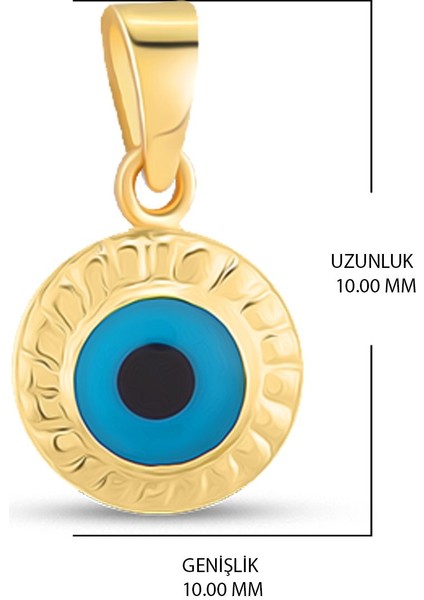 14 Ayar Altın Kolye Nazar Boncuklu Göz Kolye Ucu Yuvarlak Desenli Zincir Dahil Değil modelleri